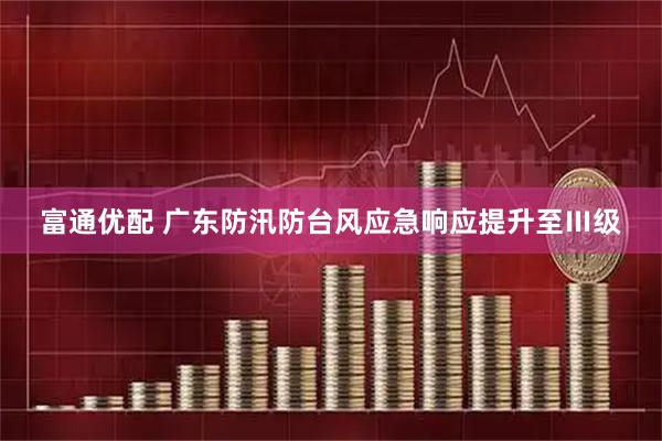 富通优配 广东防汛防台风应急响应提升至Ⅲ级