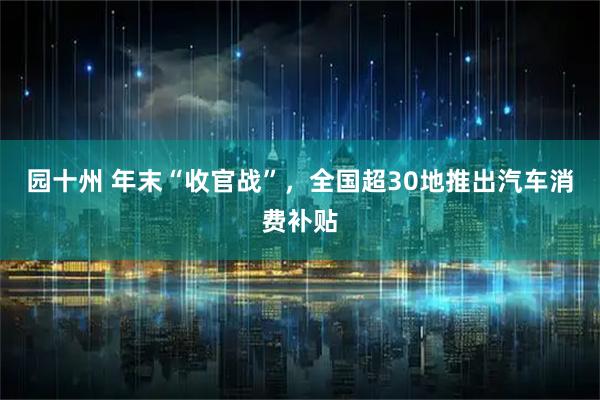 园十州 年末“收官战”，全国超30地推出汽车消费补贴
